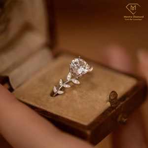 แหวนเพชรสำหรับงานแต่งงานดีไซน์เป็นรูปใบไม้และใบไม้สีขาวกะรัต1กะรัตทันสมัยได้รับการรับรองจากอีจีไอสำหรับงานปาร์ตี้ - Product Image 3