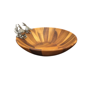 Cuencos de madera de mango natural para servir alimentos con asa de metal, forma redonda, para frutas y ensaladas, para decoración de la mesa de comedor de la cocina. - Product Image 2