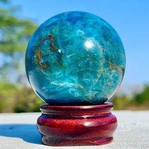 AAA+ Certified Quality 126G Natural Blue Apatite Sphere Quartz <b>Crystal</b> Stone <b>Ball</b> Specimen Healing, Gem175 - Product Image 2