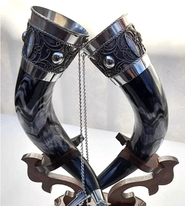 Tasse de corne de festival Viking sculptée tasse de bière de conception animale, chope nordique polie pour la bière, décoration de maison écologique - Product Image 5