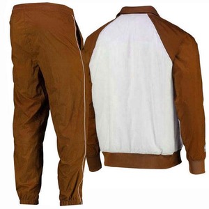 Survêtements vintage pour hommes veste pantalon coupe-vent fermeture éclair complète adultes contraste couleur polyester nylon 2 pièces ensembles vêtements de sport survêtements - Product Image 2