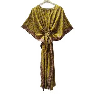En gros Meilleure Vente Main Bloc Imprimé Soie Long caftan pour les Femmes Casual Wear Robe pour l'exportation dans le Monde Entier de l'Inde - Product Image 2