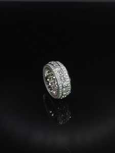 <b>Iced</b> Out Women's Eternity Band 925 Sterling Silver VVS Moissanite Diamond Classic Wedding Wear Band For Her - Product Image 2