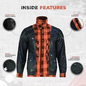 Camisa de Franela para Motocicleta, Talla Grande, Protectora y Resistente al Viento, para Invierno, con Forro y Paneles de Cuero Duradero - Product Image 4
