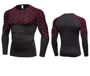 Wholesale Unisex Compression Rash Guard Set Gym Fitness Quick Dry Breathable Anti-UV Sportswear Long Sleeve Shirt Training Pant - Product Image 4