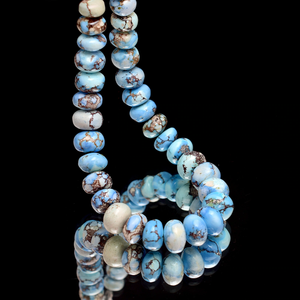 AAA + Golden Hill Turquesa 8mm-10mm Smooth Rondelle Beads | 9 "Strand | Natural RARE Kazajstán Lavanda Turquesa Cuentas de piedras preciosas - Product Image 1