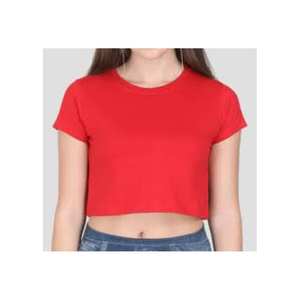 Trendy Women's 100% Cotton <b>Crop</b> Tee Slim <b>Fit</b> Casual Short Sleeve <b>T</b>-<b>Shirt</b> Breathable and Garment Dyed Solid Pattern Jersey - Product Image 1