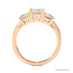 Anillo de Compromiso o Aniversario con Tres Piedras de Diamante Cultivado en Laboratorio de 1.1 Ct, Corte Princesa, Claridad VS, Estilo Bohemio, Certificado IGI - Product Image 6