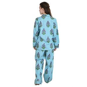 Pure Cotton Ensemble Pyjama Printed Panama Block Spring Nightwear Salon Clothing Nightdress Hand Block Printed Vtements De Nuit - Product Image 6