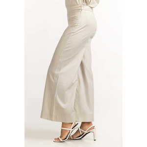 Pantalon cargo vert clair taille haute à jambes larges en tissu Oxford respirant infroissable teint uni détection par aiguille WM-TRC23-002 - Product Image 4