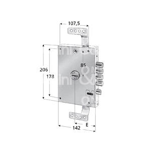 BLOQUEO DE DOBLE MAPA PARA APLICAR A TRIPLE Pestillo de 4 vueltas operado con mango cuadrado y ajuste de fijación de varilla de llave - Product Image 1