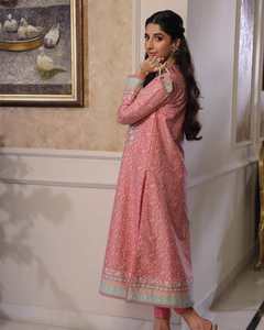 Colección de Bodas de lujo pakistaní indio último bordado gasa Salwar Kameez Venta caliente 0371 vestido viscosa algodón lino - Product Image 2