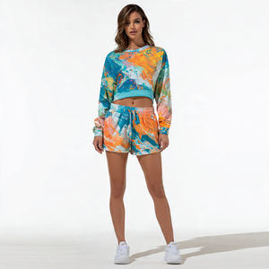 Ensemble de shorts de jogging imprimés d'hiver pour femmes, streetwear, molleton épais, écologique, respirant, deux pièces - Product Image 4