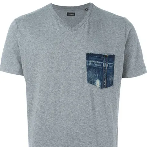 Custom 100% Katoen Zuur Gewassen Casual Katoen Denim Jeans T-Shirt Voor Mannen