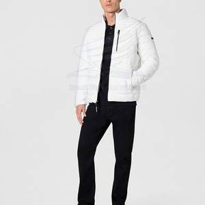 Blouson matelassé pour homme, couleur personnalisée, style urbain, logo sur le devant, coupe-vent, vêtement de mode hivernal - Product Image 4