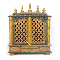 Temple en bois massif artisanal pour la maison, Mandir traditionnel en bois pour la prière hindoue, autel de prière pour le salon KA852