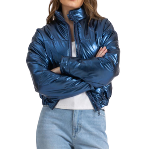 Chaqueta Metálica Acolchada de Moda para Mujer, Brillante, Ligera, Ropa de Calle de Invierno, Chaqueta Abrigada de Moda, Diseño Personalizado con Logotipo - Product Image 1