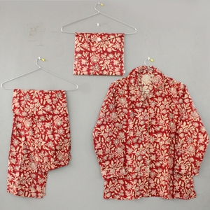 Set pigiama 100% da donna in cotone con blocco a mano abito da notte stampato floreale termico confortevole PJ per festa nuziale ODM fornitura estiva - Product Image 1