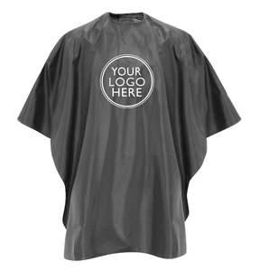 Cape de barbier imperméable noire personnalisée, uniforme en polyester durable - Product Image 1