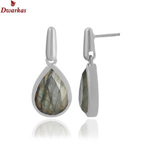 Classic high quality gemstone 925 sterling silver rainbow <b>moonstone</b> matte finish drop pear shape earrings unisex women's - Product Image 3
