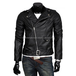 Haute qualité hommes peau de vache à motifs veste Slim Fit longue fermeture éclair moto manteau décontracté hiver et printemps/automne manteau - Product Image 4