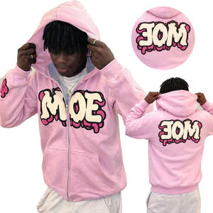 Sudaderas con Capucha y Cremallera Personalizadas para Hombre, Venta al por Mayor, Ropa Urbana Estadounidense, Talla Grande, Impresión Personalizada, Algodón Grueso, Proveedor OEM ODM - Product Image 1