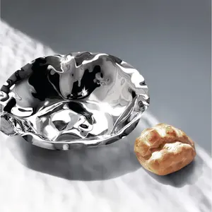 Tazón Decorativo de Metal Martillado para Uso Doméstico, Tazón de Metal con Diseño de Mariposa, Tazón Delicado y Seguro, Fabricado por Zahid Exports, Plateado - Product Image 1