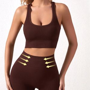 Sujetador deportivo de punto sin costuras de Color sólido, pantalones cortos de compresión para el vientre, nuevo equipo de entrenamiento para correr, Fitness, rodilla informal para otoño - Product Image 2