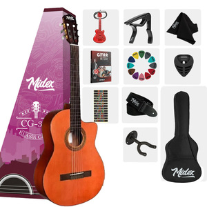 Guitarra Clásica Midex CG-390BR de 39 Pulgadas 4/4, Mástil de Sapele, Diapasón de Palisandro Indio, Acabado Brillante, Varilla de Ajuste - Product Image 1