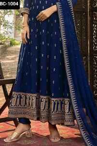 Heavy Indian Traditional Wear Pure Georgette con bordado pesado Zari Sequence Work and Sleeve Anarkali Vestidos con Dupatta - Product Image 6