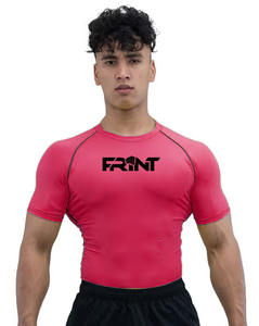 Chemise d'entraînement de compression à demi-manche et à séchage rapide pour homme Skinny Fit Spandex Long Rash Guard Motif uni sublimé pour BJJ MMA - Product Image 1