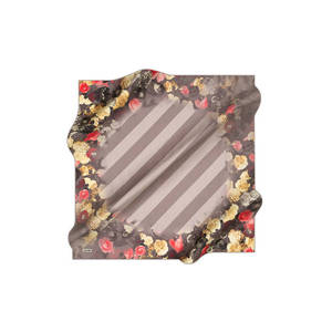 Écharpe en coton à la mode avec motif floral rayé - Product Image 1