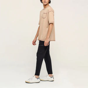 เสื้อยืดผู้ชายทรงหลวมเปิดไหล่ปล่อย, เสื้อยืดผ้าฝ้าย100% โอเวอร์ไซส์ - Product Image 4