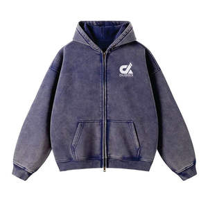 Sudadera con cremallera personalizada Unisex Boxy Zipper Blanks 450 Gsm Sudadera con capucha 100% algodón Heavyweight Fleece recortada Hombres Zip up Sudaderas con capucha para hombres - Product Image 6