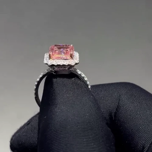 แหวนเพชรเม็ดเดี่ยวสีชมพูแฟนซีพร้อมหมั้นหมายและแหวนแต่งงาน14K สีขาว2.00กะรัต - Product Image 3