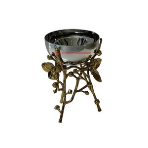 Brûleur Bakhoor de luxe en acier inoxydable poli avec support floral d'orchidée en laiton Brûleur Bakhoor de pièce maîtresse décoratif parfait - Product Image 1