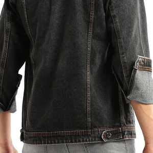 Chaqueta Universitaria de Mezclilla Vintage de Algodón Lavado con Cremallera Delantera, Dobladillo sin Rematar, Estilo Desgastado, Chaqueta de Motociclista para Exteriores, Personalizable - Product Image 2