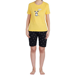 Ropa de verano de moda para mujer, conjuntos cortos de punto informales sólidos, 100% de algodón, transpirables, antibolitas para la venta en línea - Product Image 1