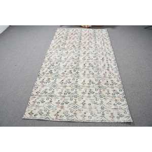 พรมตุรกีขนาด 4.1x7.5 ฟุต พรมวินเทจ พรมขนสัตว์ลายดอกไม้สีขาว - Product Image 3