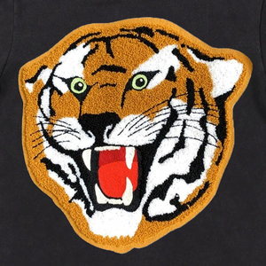 Men's <b>Slim</b> Fit Pullover Hoodies Raw Hem Distress Print Regular Size Chenille Embroidery Sweatshirts 350 GSM - Product Image 2