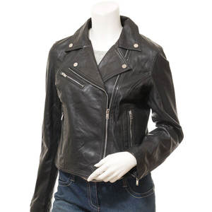 Veste en cuir satiné matelassée pour femme, automne-hiver, avec fermeture éclair, col montant, imperméable et coupe-vent, pour adultes - Product Image 1