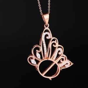 สร้อยคอจี้รูปไข่ขนาด8x10มม. ดีไซน์นกยูงสีเงินสเตอร์ลิง925ทึบ - Product Image 2