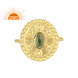 Latest Handmade Design 18K Gold Plated Natural <b>Peridot</b> Gemstone Stackable <b>Ring</b> Custom Jewelry Manufacturer - Product Image 1