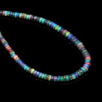 Collier de perles rondes lisses en opale d'Éthiopie noire naturelle 3mm 4mm, bijoux en opale multicolore, collier de perles en pierres précieuses pour femmes
