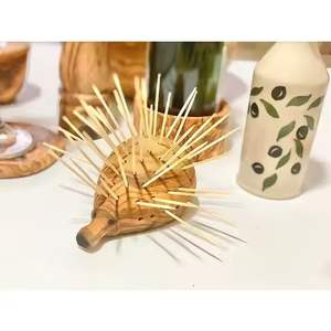 Forme ronde imprimé Design fait à la main en bois de manguier porte-cure-dents pour la maison cuisine bureau meilleure vente à bas prix - Product Image 2