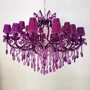 Grand lustre en cristal de verre LED de luxe à hauteur réglable Design Maria <span class=keywords><strong>Teresa</strong></span> rouge pour villa scandinave moderne suspendue pour - Product Image 4
