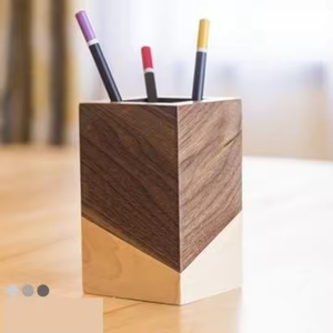 Organizador de escritorio personalizado, portalápices de madera, portalápices, contenedor de almacenamiento de mesa de oficina, caja de media luna artesanal - Product Image 4