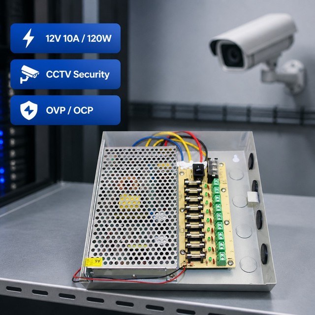 12V 10A 120W 9 Channel AC DC Switching Power Supply Box for CCTV Security