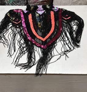 Blouses de cérémonie royales exclusives de haute qualité 2026, pour femmes, motif géométrique vintage, broderie à la main, franges perlées, perles, pour les fêtes - Product Image 6