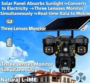 V380Pro VTS29AOV Wi-Fi güneş enerjili ağ kamerası düşük güç üç lensli gece görüş panoramik kamera üç ekranlı ekran - Product Image 2